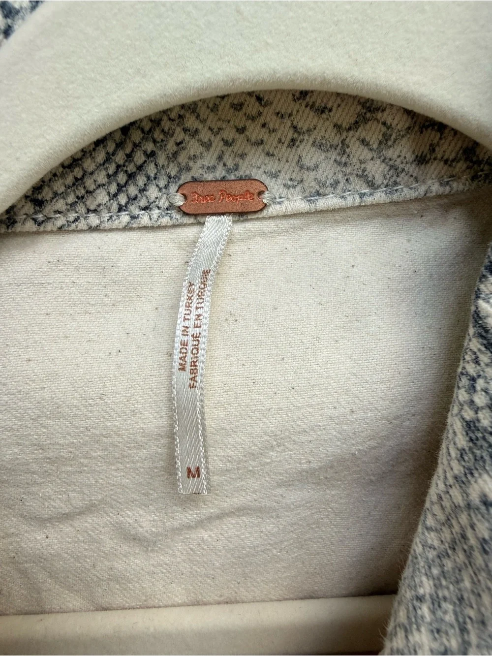 Free People| Snake Print Trucker Jacket Gray/Cream| Size Medium - Picture 2 of 3